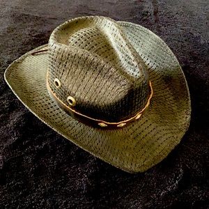 Larrie Man black straw cowboy hat.